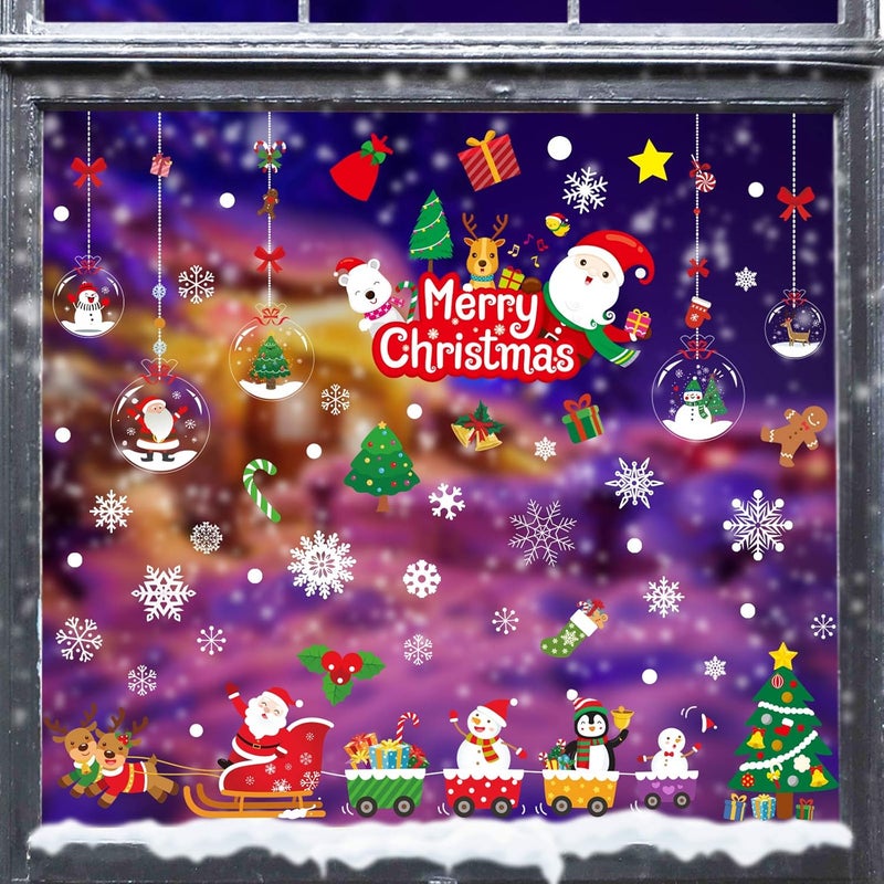 Pseutio 175 PCS Christmas Window Clings Xmas Decals Stickers for Christmas Window Decorations - Image 3